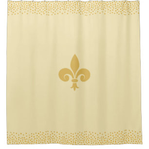Rideaux De Douche Fleur_de_Lis Fleur & Confetti doré sur fond doré
