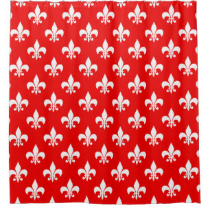Rideaux De Douche Fleur de lis rouge blanc