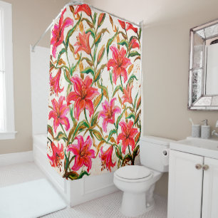 Rideaux De Douche "Fleur de Lys Vibrante : Motif Floral à l'Impasto"