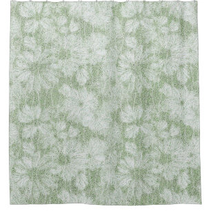 Rideaux De Douche Fleur de Pâquerette Veloutée Vert Citron