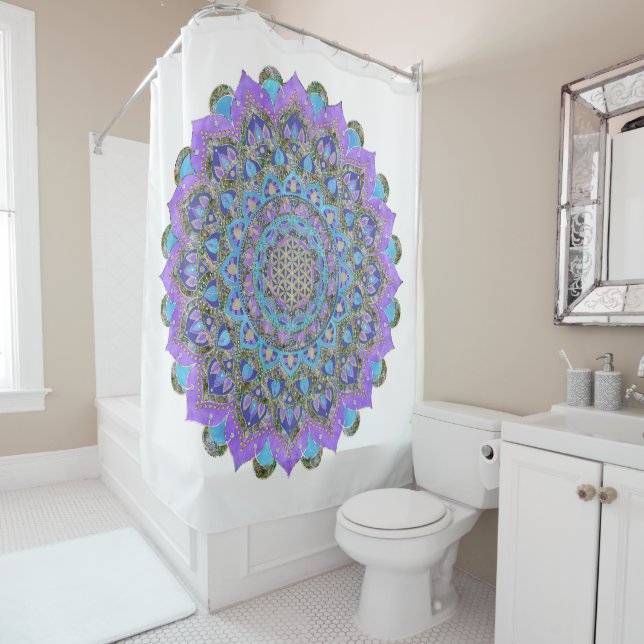 Rideaux De Douche Fleur De Vie - Mandala India Style 2 (En situation)