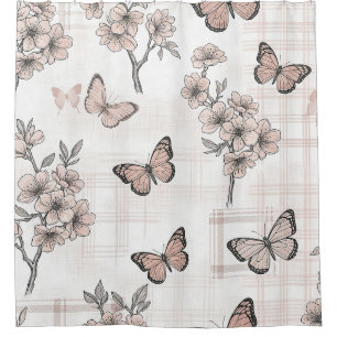 Rideaux De Douche Fleur d'Élégant Papillon (4)