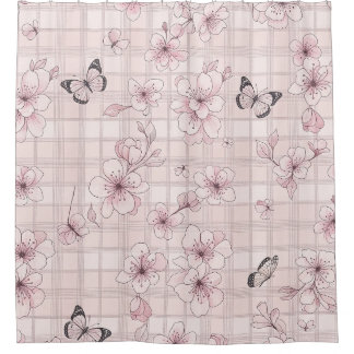 Rideaux De Douche Fleur d'Élégant Papillon (7)