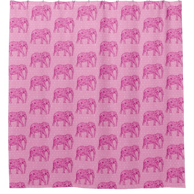 Rideaux De Douche Fleur d'éléphant - rose fuchsia (Devant)