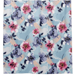 Rideaux De Douche fleur design motif textile illustration, arrière