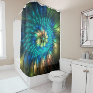 Rideaux De Douche Fleur d'Imaginaire lumineux, Fractale Abstraite co