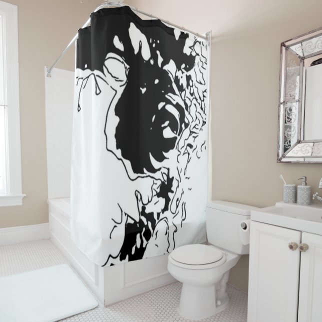 Rideaux De Douche Fleur Doodle (En situation)