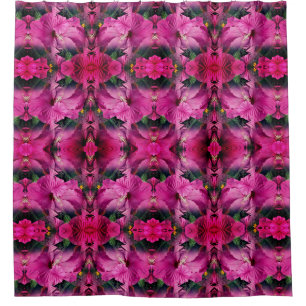 Rideaux De Douche Fleur Hibiscus rose Multiplié Abstrait