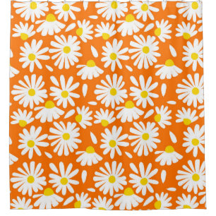 Rideaux De Douche Fleur marguerite rétro : orange vintage.
