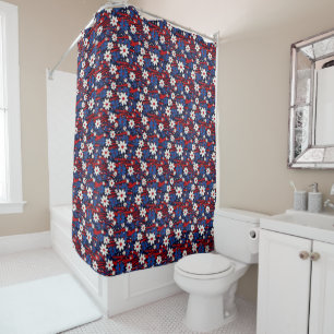 Rideaux De Douche Fleur patriotique - Étoiles, rayures et élégance f