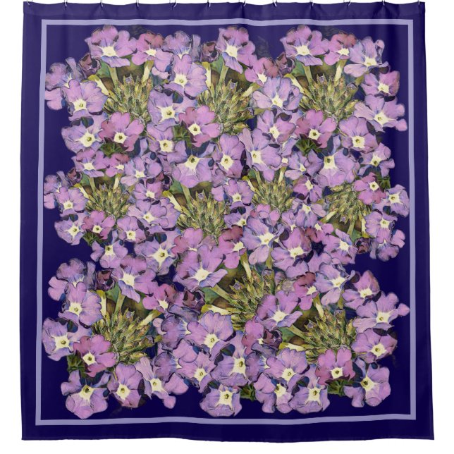 RIDEAUX DE DOUCHE FLEUR PURPLE ET BLANC (Devant)