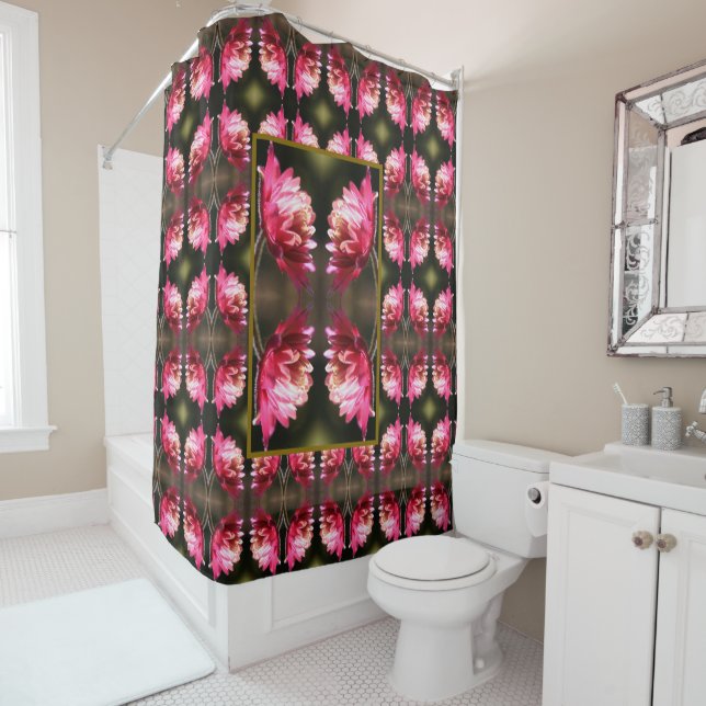 Rideaux De Douche Fleur rouge au soleil Motif Abstrait (En situation)