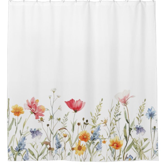 Rideaux De Douche Fleur sauvage aquarelle (Devant)