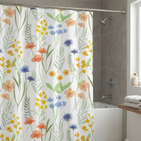 Fleur sauvage aquarelle orange jaune bleu