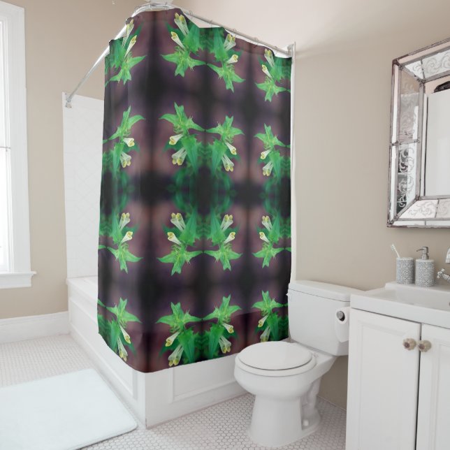 Rideaux De Douche Fleur sauvage blanc minuscule gros Motif (En situation)