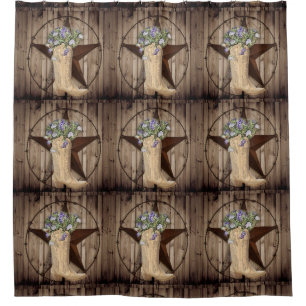 Rideaux De Douche fleur sauvage de bois de grange rustique Cow-boy d