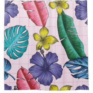 Rideaux De Douche Fleur tropicale : motif feuille sans soudure