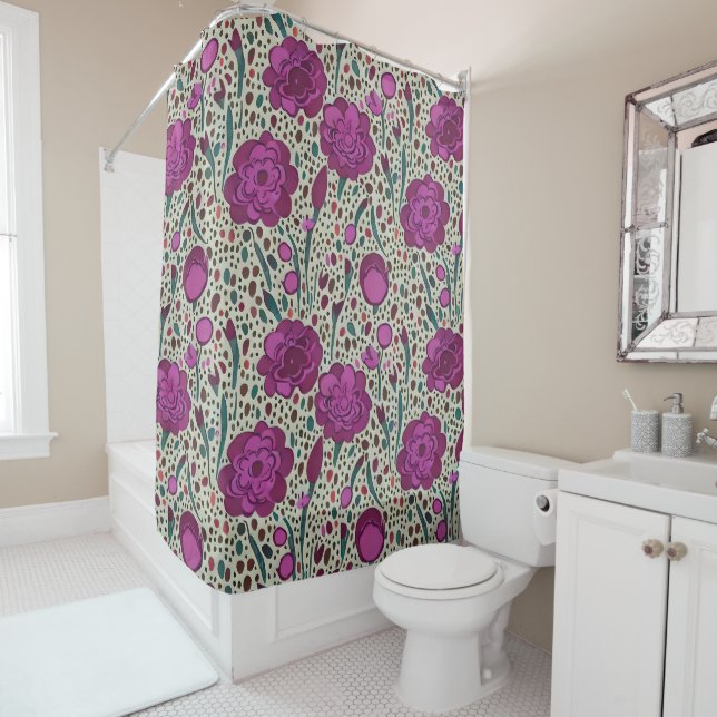 Rideaux De Douche Fleur violet (En situation)