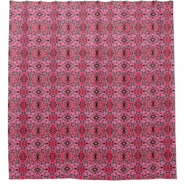 Rideaux De Douche Fleurs Abstraites Kaléidoscope Pointes rose (Devant)