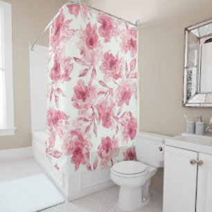 Rideaux De Douche Fleurs aériennes de couleur rose tendre peintes à