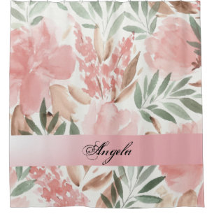 Rideaux De Douche Fleurs aquarelles shabby chic vintage