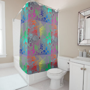 Rideaux De Douche Fleurs Arc En Ciel