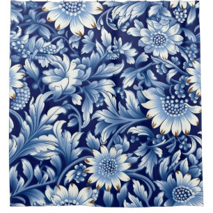 Rideaux De Douche Fleurs bleues Indigo
