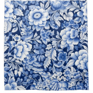 Rideaux De Douche Fleurs bleues Indigo