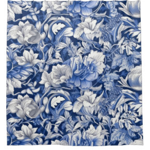 Rideaux De Douche Fleurs bleues Indigo