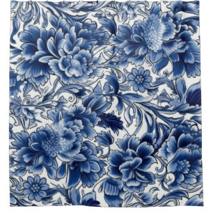 Rideaux De Douche Fleurs bleues Indigo