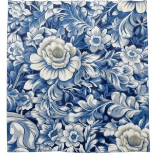 Rideaux De Douche Fleurs bleues Indigo