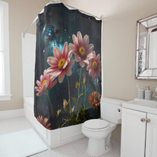 Rideaux De Douche Fleurs célestes : Fleurs sous la voie lactée