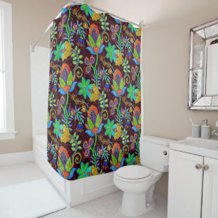 Rideaux De Douche Fleurs colorées Texture Motif perles de verre