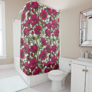 Rideaux De Douche Fleurs Cosmos roses