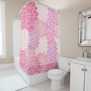 Rideaux De Douche Fleurs Dahlia, Motif De Fleurs, Dahlia Rose