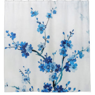 Rideaux De Douche Fleurs d'Aquarelle Bleue Delicate Belle