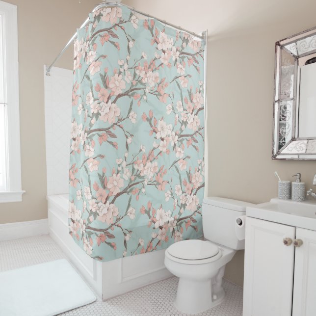 Rideaux De Douche Fleurs de cerisiers Sakura (En situation)