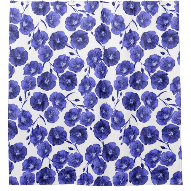 Rideaux De Douche Fleurs de champ aquarelle : Papier peint botanique (Devant)
