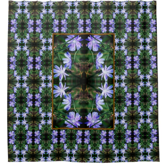 Rideaux De Douche Fleurs de chicorée bleu Motif (Devant)