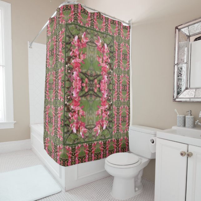 Rideaux De Douche Fleurs de Dogwood rose Peinture Abstraite (En situation)