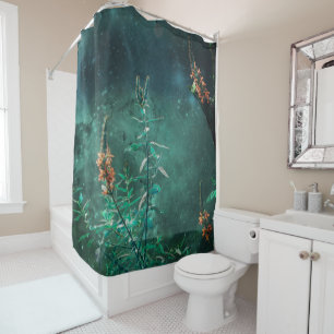 Rideaux De Douche Fleurs de fées au clair de lune de jade