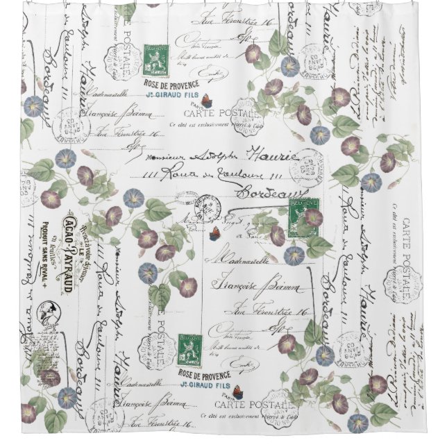 Rideaux De Douche Fleurs de gloire de l'éphémère français (Devant)