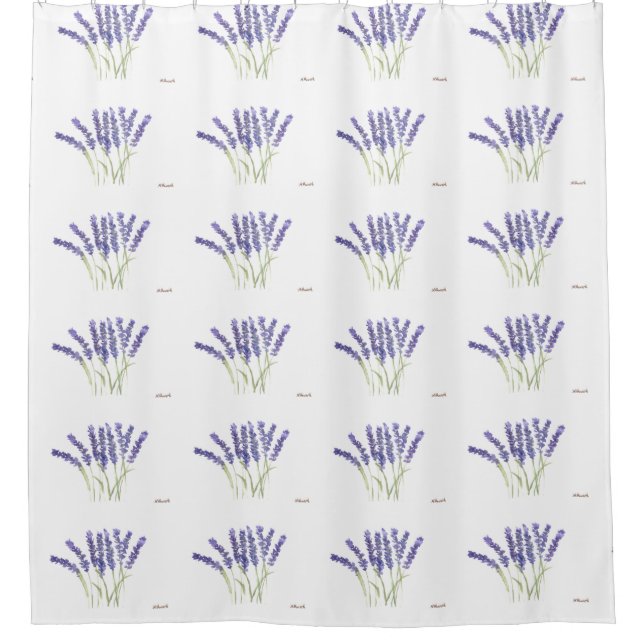 Rideaux De Douche Fleurs de lavande aquarelle herbes rustiques (Devant)