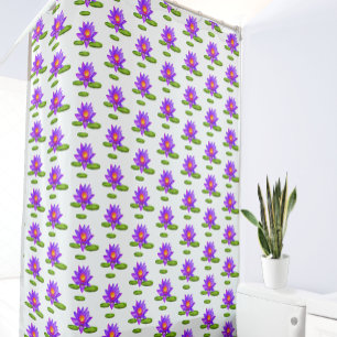 Rideaux De Douche Fleurs de lotus violettes et coussinets de lys sur