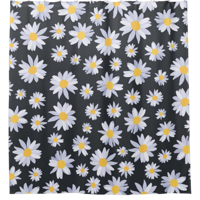 Rideaux De Douche Fleurs de marguerite blanche classique Botanique (Devant)