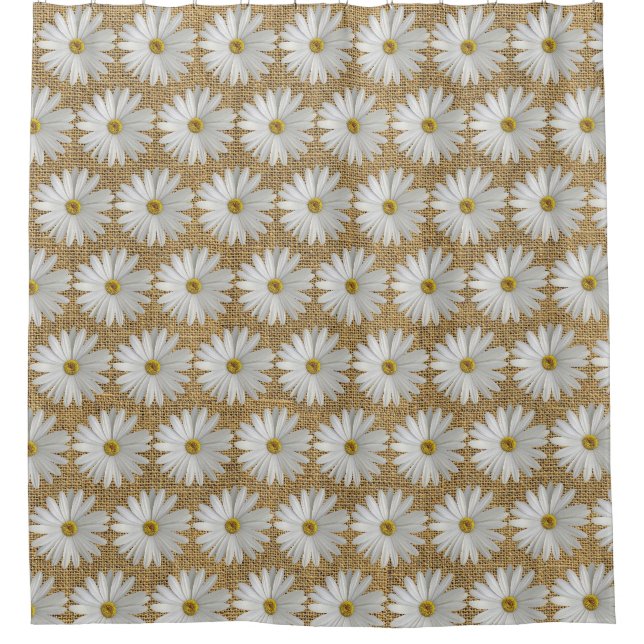 Rideaux De Douche Fleurs de marguerite Burlap (Devant)