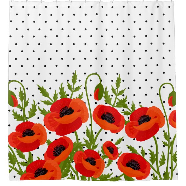 Rideaux De Douche Fleurs de pavot (Devant)