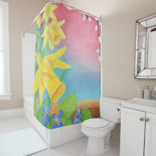Rideaux De Douche Fleurs de printemps, Daffodiques, Salix caprea & V