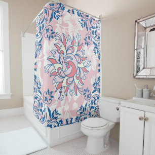 Rideaux De Douche Fleurs de printemps Rangoli, Vie Lumineuse Rose