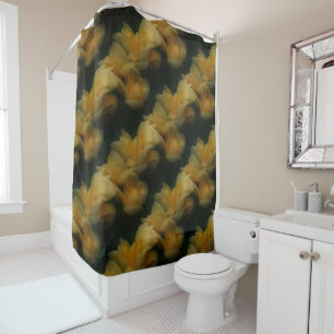 Rideaux De Douche Fleurs de rose jaune Motif d'art naturel